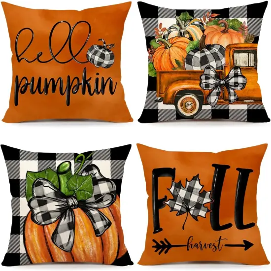 Set of 4 Fall Pillow Covers 20x20 {1}