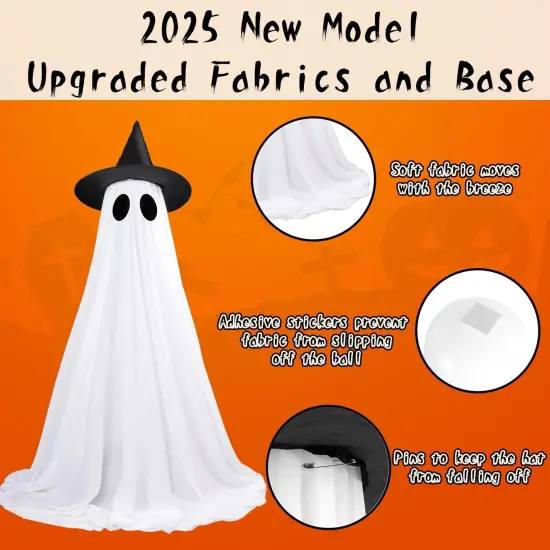 Spooky Halloweens Ghosts Decorations Outside with Witch Hat for Lawn Yards Front Porches {5}