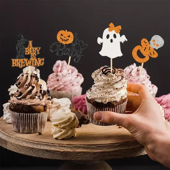 32 Pack Halloween Oh Baby Cupcake Toppers A Baby is Brewing Cupcake {5}