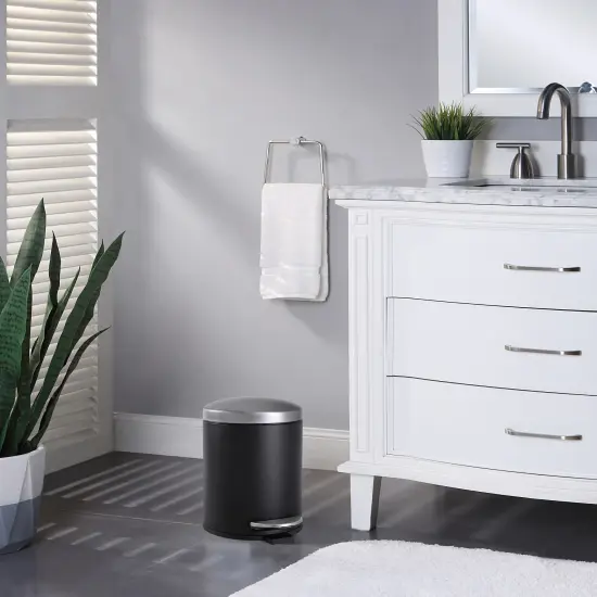 4.5 Liter(1.2 Gallon) Round Trash Can with Plastic Inner Bucket (BLK+SN) {2}