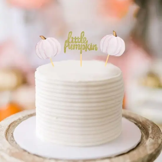 Little Pumpkin Cupcake Toppers, Thanksgiving Birthday Baby Shower Fall Theme Party {3}