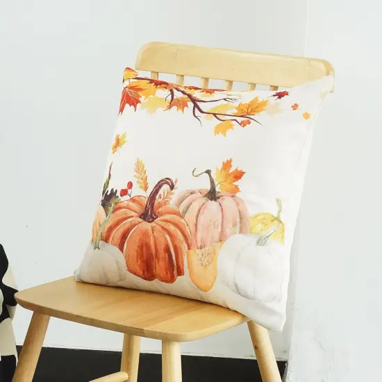 Set of 2 Fall Pumpkins Pillow Covers 20x20 Inch {5}