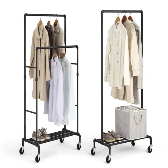 Industrial Loft Style Rolling Garment Rack - Rolling Clothes Organizer {4}