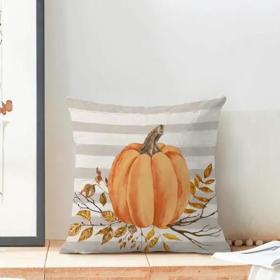 Set of 2 Fall Pillow Covers 18x18 Inch(Pumpkin) {3}