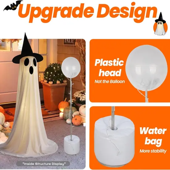 2 Packs Halloween Decorations Outdoor Indoor, 5Ft Wind-Resistant Ghost Decor with USB String Lights {6}