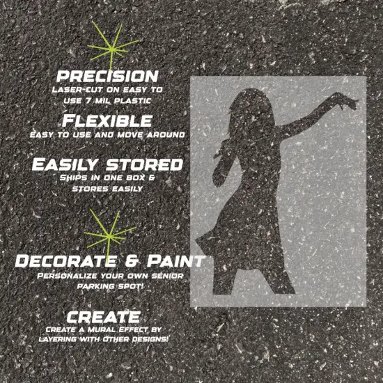 Pop Star Silhouette Parking Space Stencil | High School Senior Parking Spot Stencil | Reusable Stencil | Stencil Ease | {5}