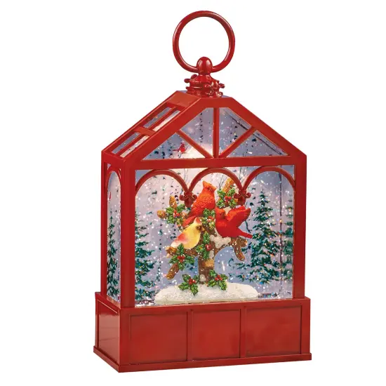 Collections Etc Lighted Musical Red Cardinal Snow Globe Lantern - Plays 8 Christmas Songs {2}