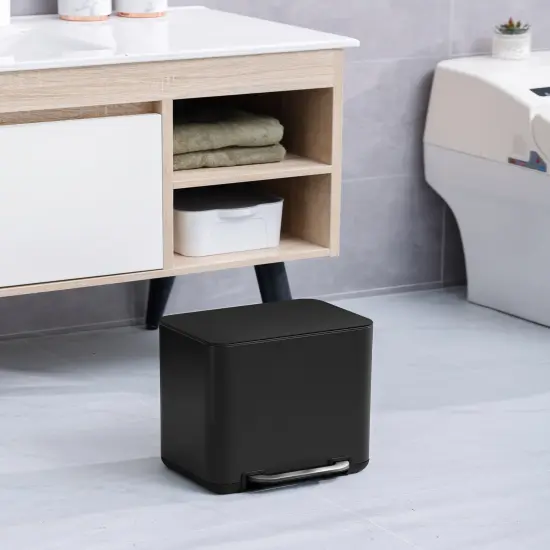 6 Liter(1.58 Gallon) Small Trash Can with Plastic Inner Buckets Black {3}