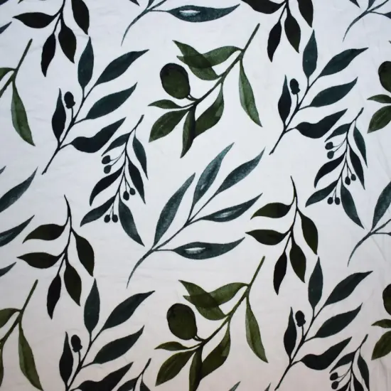 Green-White Rayon Modal Leaves Printed Stretch Spandex Jersey Knit Fabric By the Yard {3}