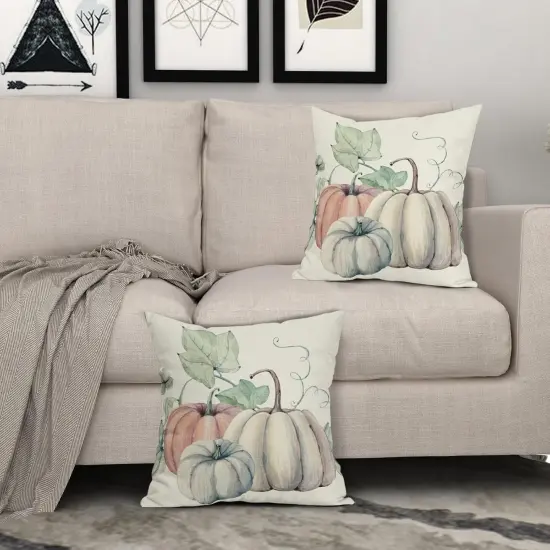 Set of 2 Fall Decor Pillow Covers 18x18 Inch {3}