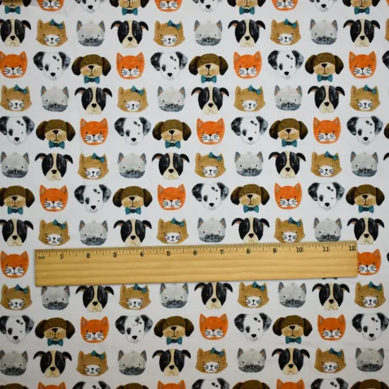 Brown-Multi Rayon Modal Dogs and Cats Printed Stretch Spandex Jersey Knit Fabric By the Yard {4}