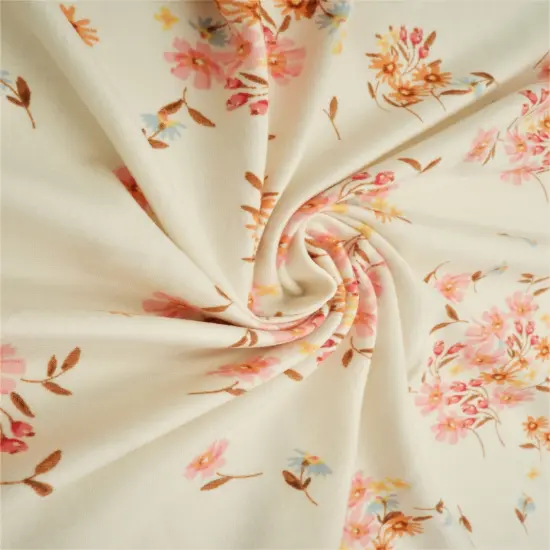 1 Yard Brushed Ditsy Floral DTY Knit Stretch Fabric 58/60 Inch Wide Soft Lightweight Print for Cute Dresses & DIY Sewin CREAM {3}