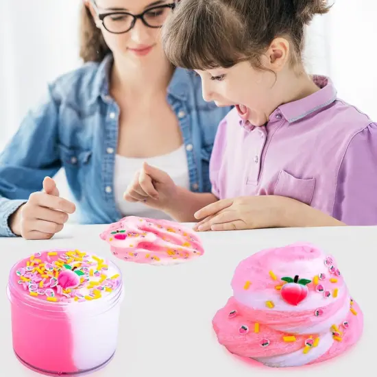 Pink Cloud Slime Kit with Cute Slime Charms (1pcs Cloud Slime) {5}