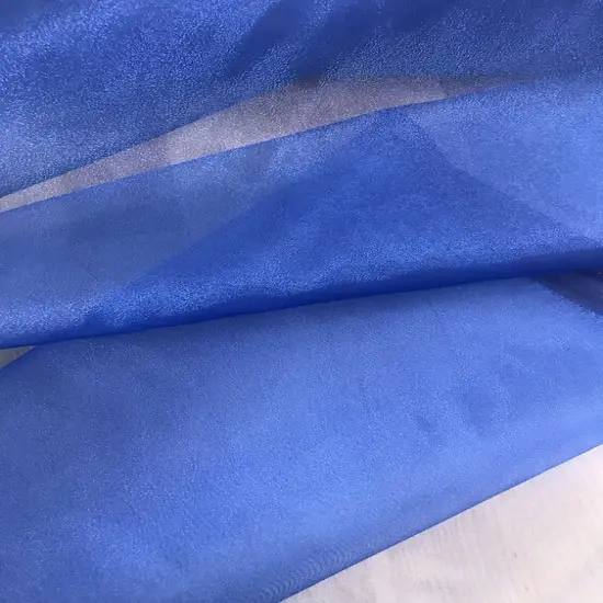 1 Yard Royal Blue Crystal Organza Sheer Shiny Fabric Lightweight Polyester for Sewing and Decorations {1}