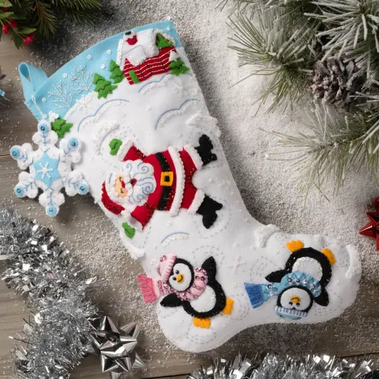 Bucilla Felt Stocking Applique Kit 18" Long-Snow Angel Friends {3}