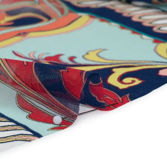 1 Yard Paisley Leaves Polyester Chiffon Print 55" Width Designer Deadstock Fabric {2}