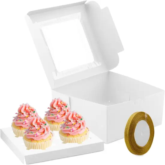 Cupcake Boxes,25 Pack 4 Grid Cupcake Boxes Individual Muffins Cupcake Holders Portable Pastry Containers Cupcake Carriers with Window Insert,Pastry Containers {1}