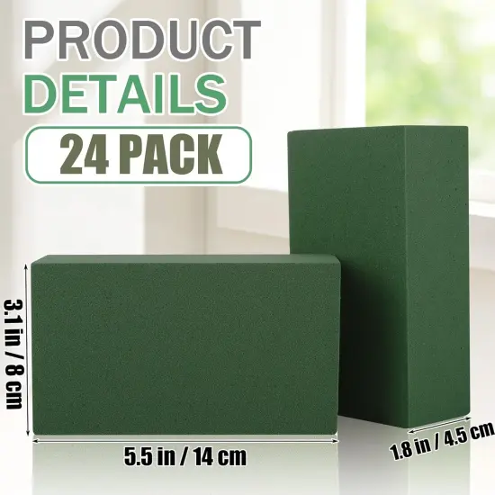 24 Packs Floral Foam Blocks Wet & Dry Floral Foam Bricks 5.5x3.1x1.8 Inch Flower Arranging Kit for Fresh and Artificial Flowers Florist Foam Blocks for Wedding Home Decor {2}