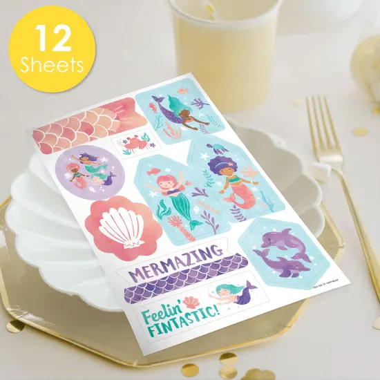 Big Dot of Happiness Mermaid Party Favor Sticker Sheet Sets, Mermaid Birthday Party Favors for Girls - 12 Sheets - 120 Stickers {3}
