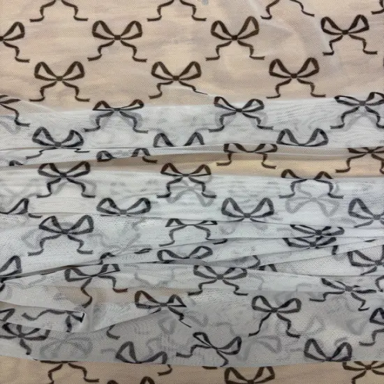 1 Yard Bow Print Mesh Stretch Fabric for Costumes and Dancewear Red {6}