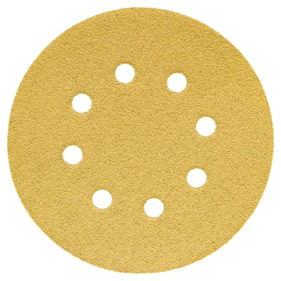 60 Grit - 5" Gold DA Sanding Discs - 8-Hole Pattern Hook and Loop - Box of 50 {2}