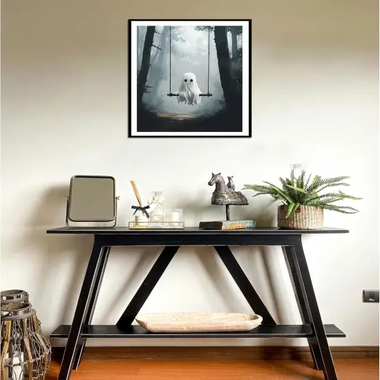 Ghost Sitting on Swing Paint by Numbers Kit for Adult, Halloween Paint by Number, Misty Forest Landscape Easy Acrylic DIY Oil Painting on Canvas for Gift Home Wall Decor(16x20inch, No Frame) {2}