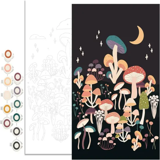 Craft Kits | Paint Set | Adult Paint by Number Kits - Artistic Painting Kit for Mindful Creativity Includes Acrylic Paints, Quality Brushes & Instructions, Easy to use Paint and Sip Art Kits(Mushroom) {1}