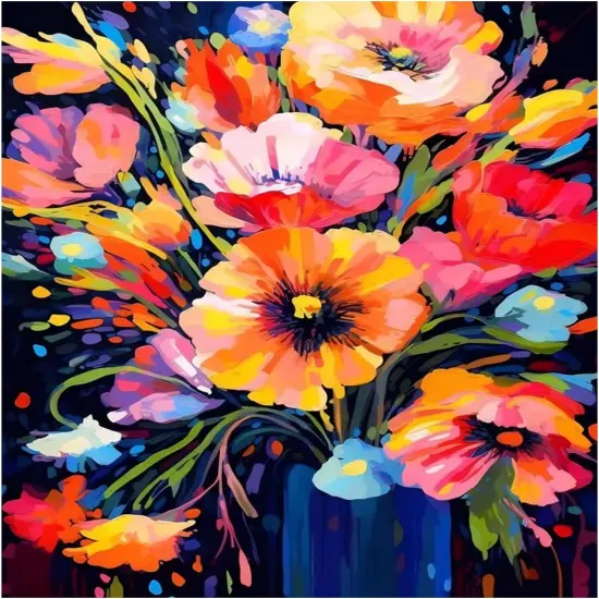 Flowers Paint by Numbers Kit for Adults, Paint by Number Abstract Flowers, Paint by Numbers Kit for Adults Beginner for Gift and Home Wall Decor {1}