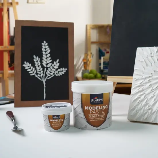 Bluebird Professional Thick Modeling Paste 571ML / 28.2Oz - High Density, Acrylic Medium - for Texture and Thickness, Dimension Additive (White, 28.2 Oz / 800GM) {3}