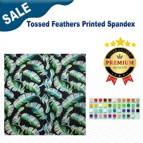 Tossed Feathers Printed Spandex {1}