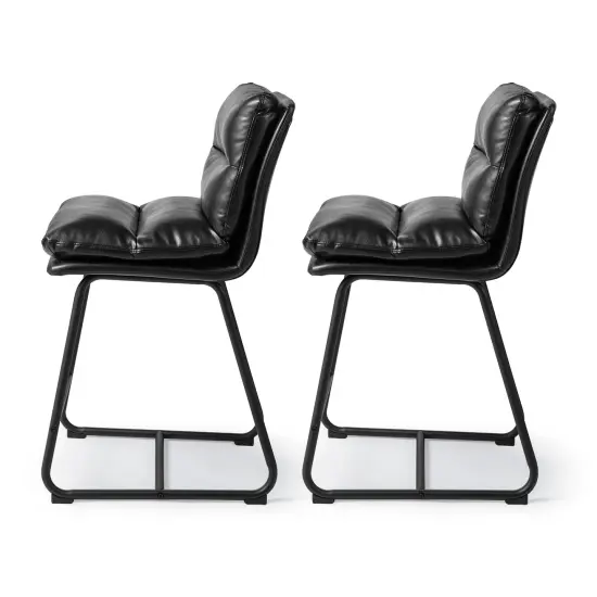 Set of 2/4 Modern Thick Leatherette Counter Stool with Metal Legs {6}