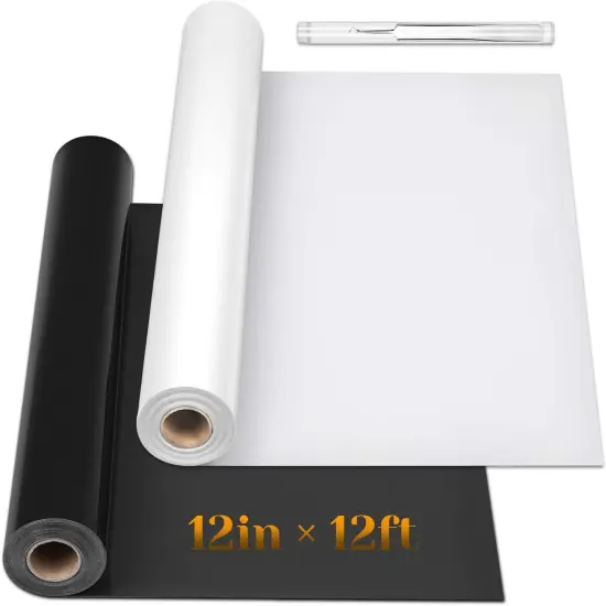12" x 24ft Heat Transfer Vinyl Rolls,2 Rolls Black and White-(12 Inches by 12 Feet Per Roll) {1}