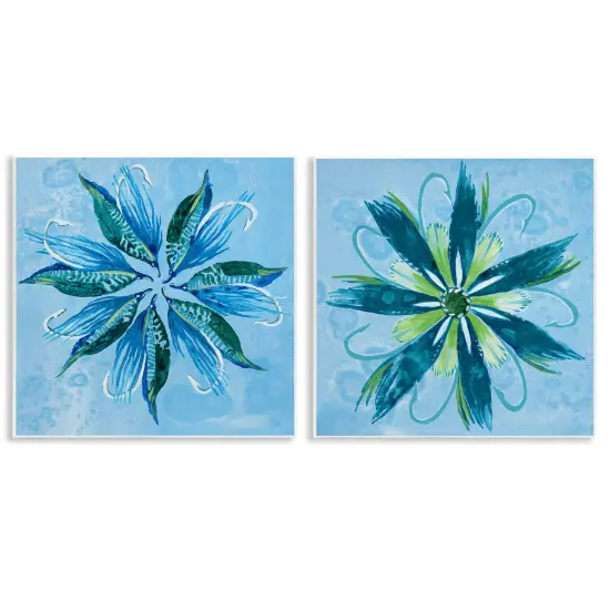 Stupell Industries Whimsical Flower Shapes 2pc Wall Plaque Set Design by Liz Jardine {1}