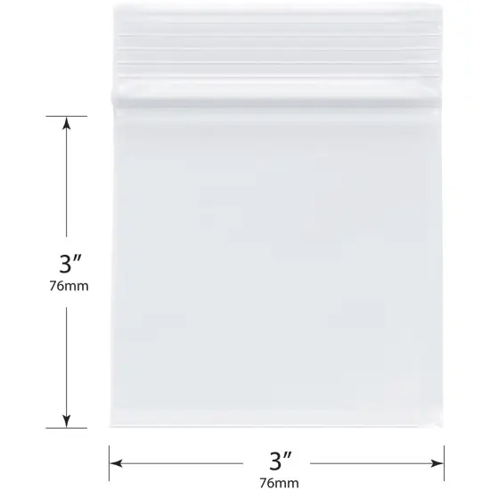 Plymor 3" x 3", 4 Mil Heavy Duty Zipper Reclosable Plastic Bags {3}