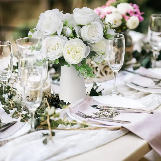 2PCS Faux Peonies in Ceramics Vase Artificial Flowers Bulk Silk Fake Bouquet Floral Arrangements Centerpieces Decor {2}