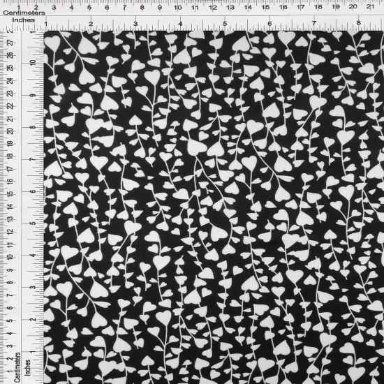 1 Yard Polyester Spandex DTY Knit Fabric, Soft Stretch Heart Print 58/60" Width BLACK {7}