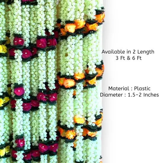 2 Strings Artificial Jasmine Buds Garland for Festivals Pooja Indian Muslim Wedding Housewarming Diwali Decorations Eid Decoration Mehndi Party Day Jasmine Garland {3}