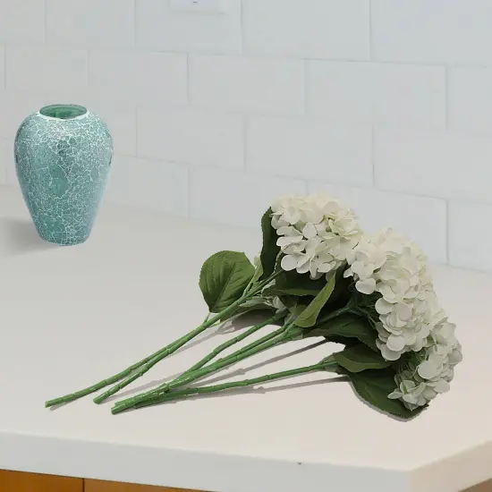 2PC 18" Cream Hydrangea Stems - Large 7" Blooms, Home Decor - Ideal for Bouquets, Centerpieces - Timeless All-Season Elegance, Floral Home by Artificial Flowers {4}