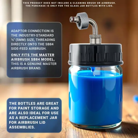 Master Airbrush Brand Box of 10-each TB-007 Empty 3/4-Ounce, (22cc) Glass Bottle for SB84 Side-Feed Mount Airbrush {3}