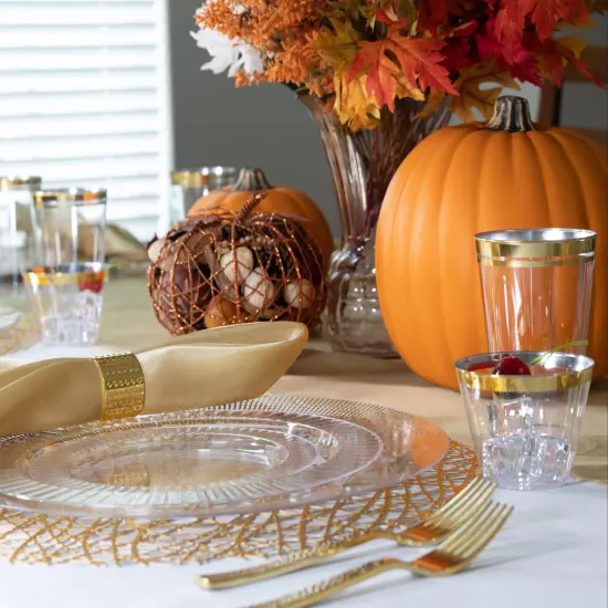 100 Pk 14 oz Clear Plastic Cups | Gold Rimmed Disposable Cups {3}