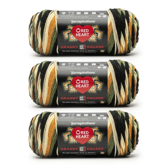 Red Heart All in One Granny Square Yarn 24 Pack-Amber Moss {1}