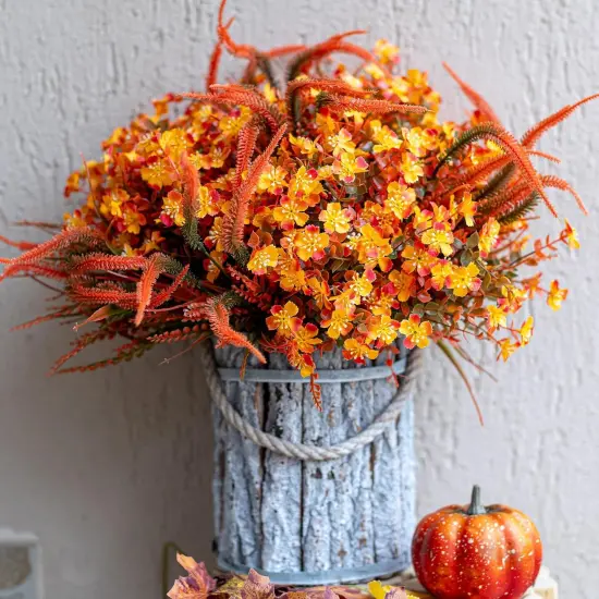 Artificial Fall Flowers (16, OrangeGreen) {1}