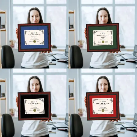 Mahogany 11x14 Diploma Frame for 8.5x11 Certificate University College High School Blue {4}