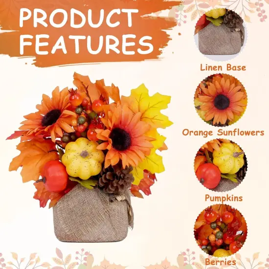 2Pcs Artificial Fall Flowers - Sunflower {2}