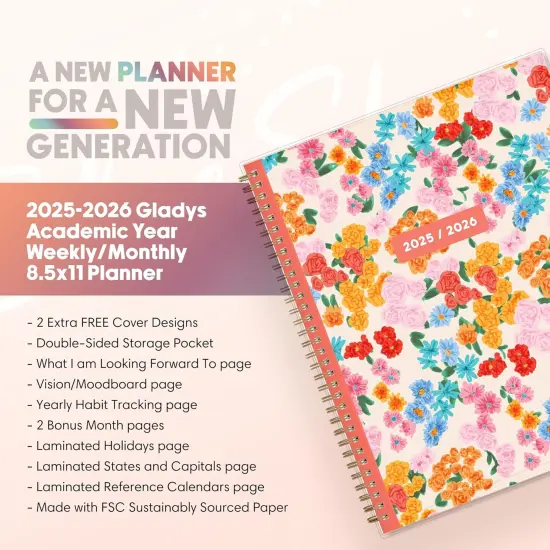Academic Year Planner 2025-2026 - 8.5" x 11" - Gladys {2}