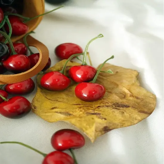 26pcs Artificial Small Red Black Cherries {2}