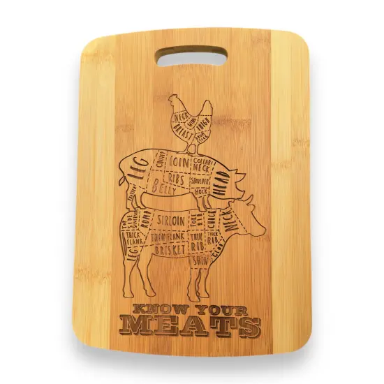 Know Your Meats Cutting Board 14''x9.5''x.5'' Bamboo {1}