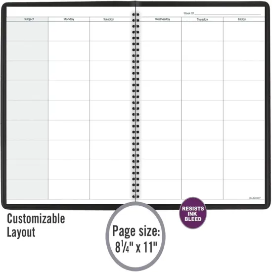 Teacher Planner, 8-1/4" x 10-7/8", Undated Weekly & Daily Planner -Black {5}
