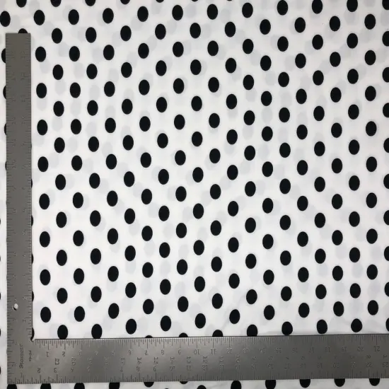 1 Yard DTY Double Sided Brushed Knit Big Polka Dot Print Fabric For Dresses Tops Leggings 58/60" Wide Black/Ivory {6}