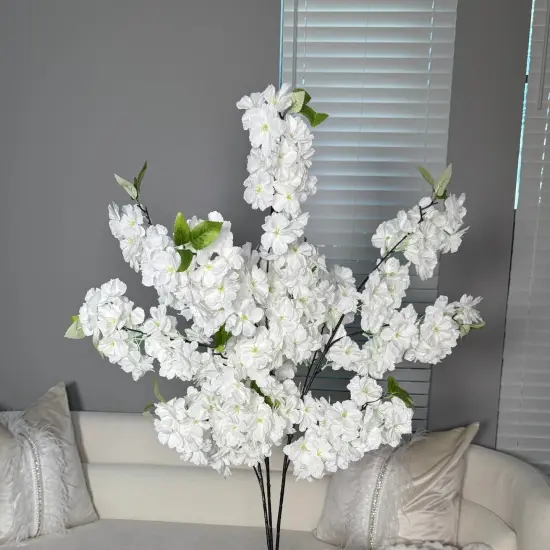 Sienna White Cream Silk Cherry Blossom Flower Set of 3 Branches Pack 40'' Inches {5}